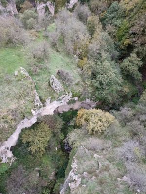 Вид вниз с подвесного моста